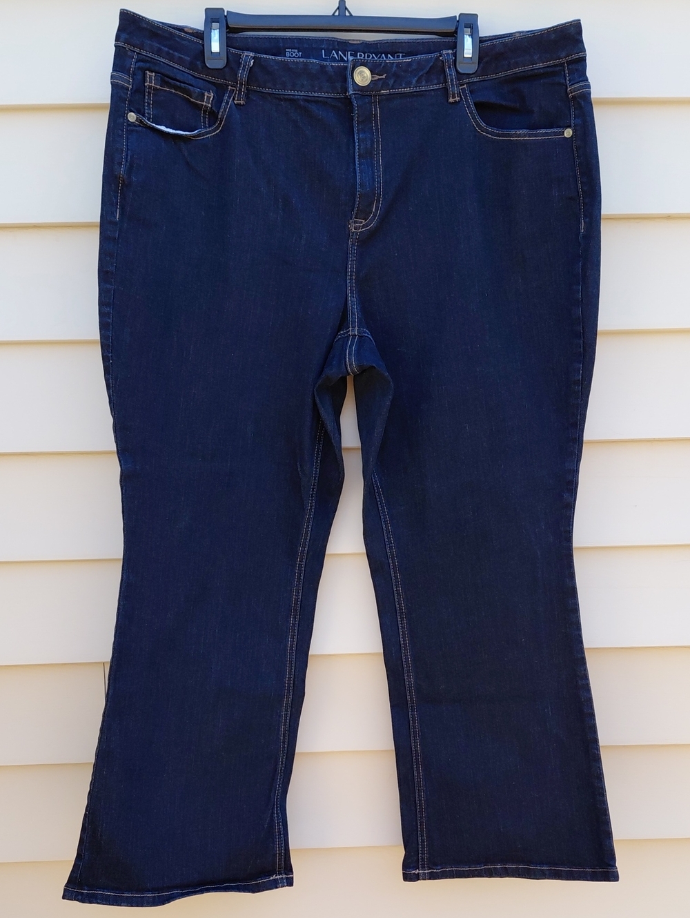 LANE BRYANT Women's Dark Blue Mid Rise Bootcut Jeans Size 22 Short